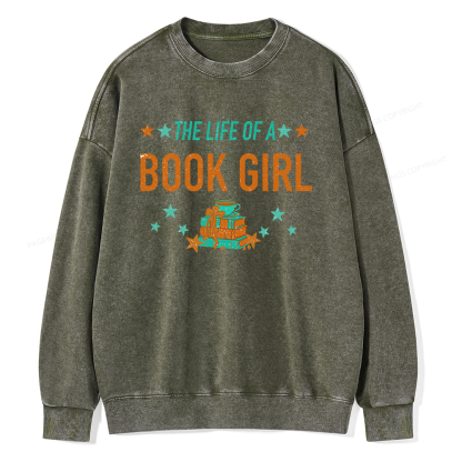 Pagewings The Life Of A Book Girl Unisex Washed Sweatshirt
