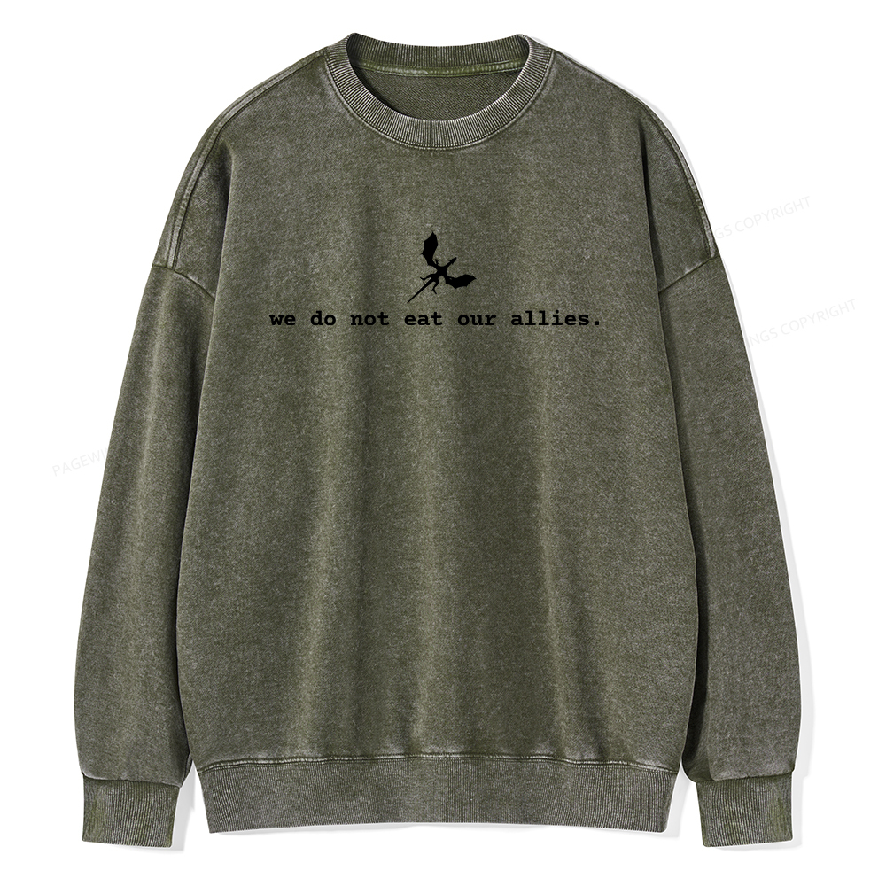 Pagewings We Do Not Eat Our Allies Unisex Washed Sweatshirt