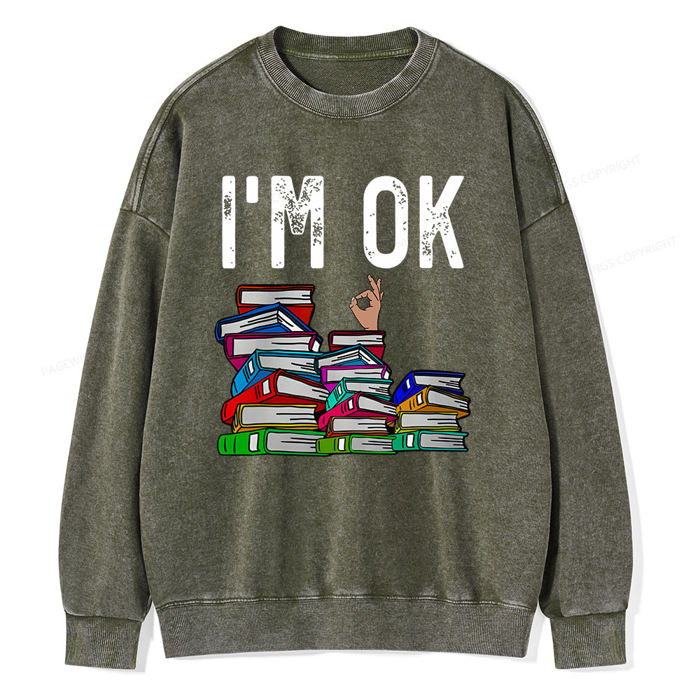 Pagewings Librarian Book Reader Funny Book Lover T Shirts Unisex Washed Sweatshirt