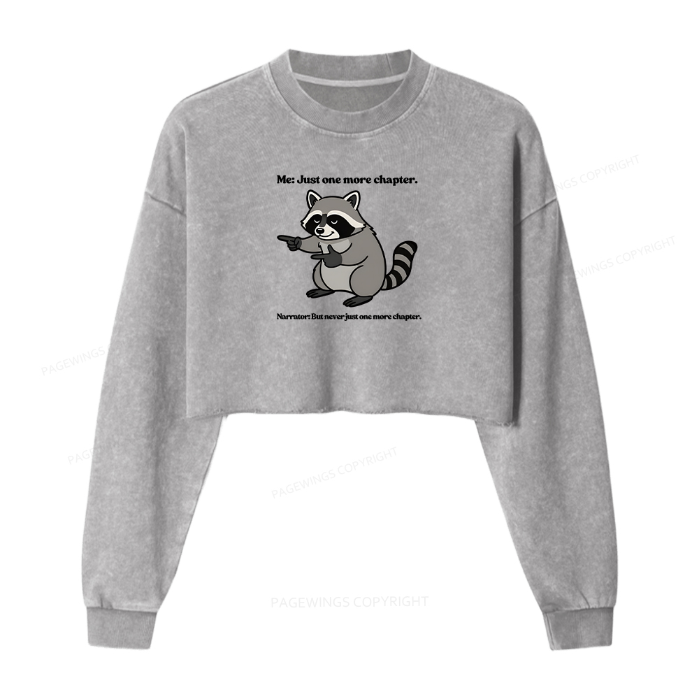 Pagewings  Just One More Chapter Women Washed Crop Sweatshirt