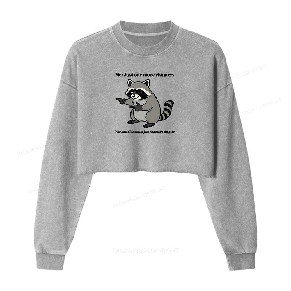 Pagewings Just One More Chapter Women Washed Crop Sweatshirt