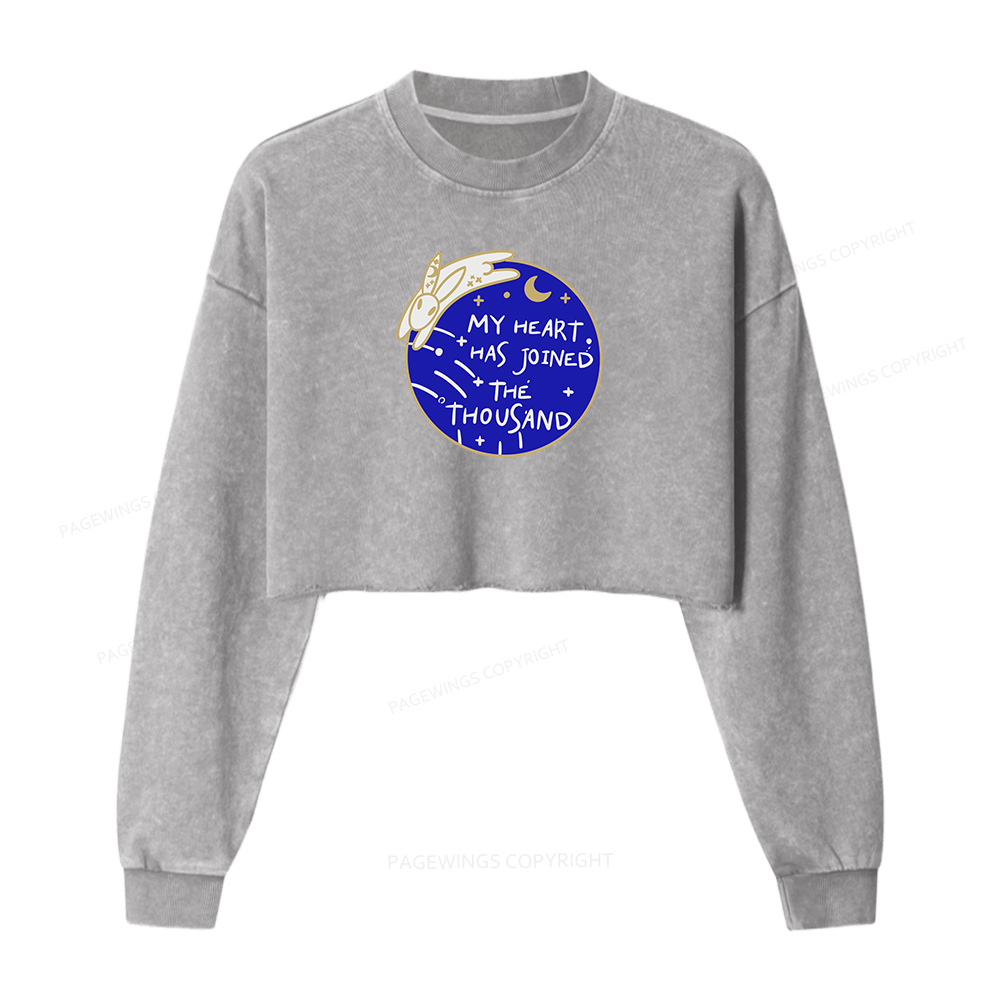 Pagewings My Heart Has Joined The Thousand Women Washed Crop Sweatshirt