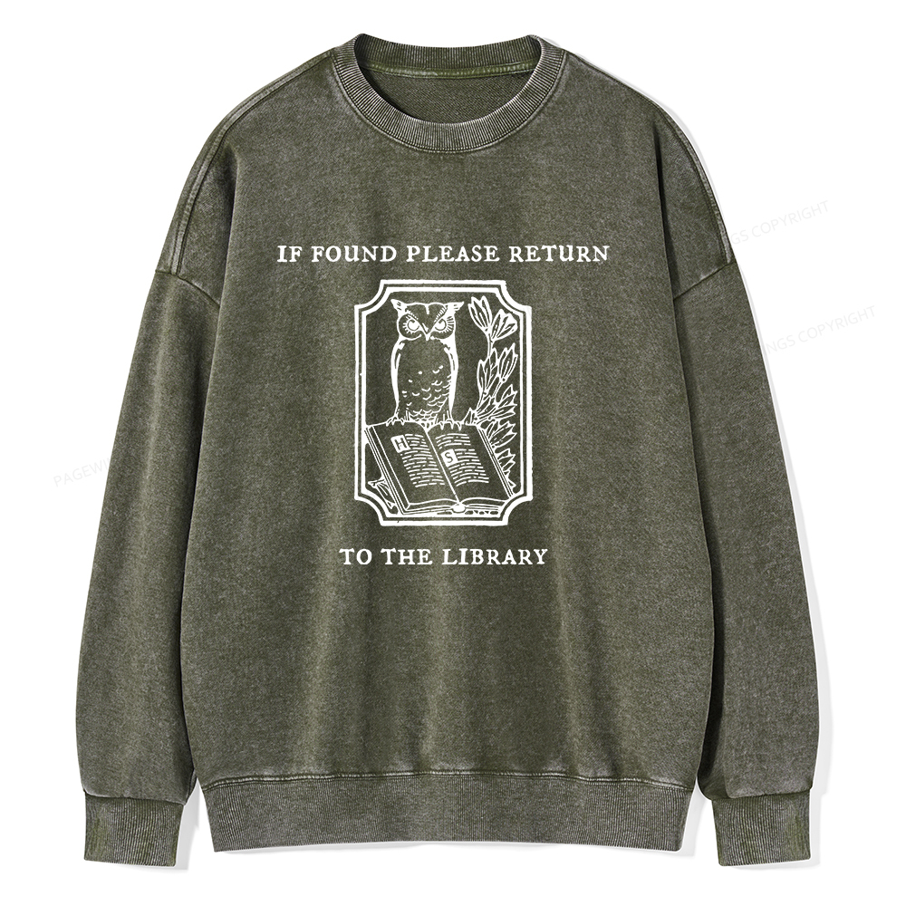 Pagewings Librarian Gift Owl Book Shirt Unisex Washed Sweatshirt