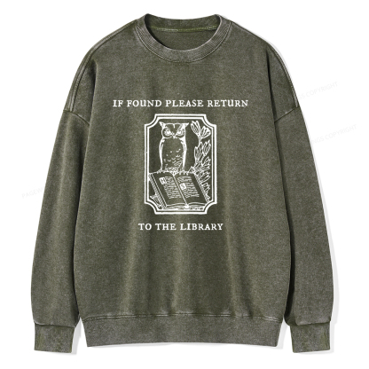 Pagewings Librarian Gift Owl Book Shirt Unisex Washed Sweatshirt
