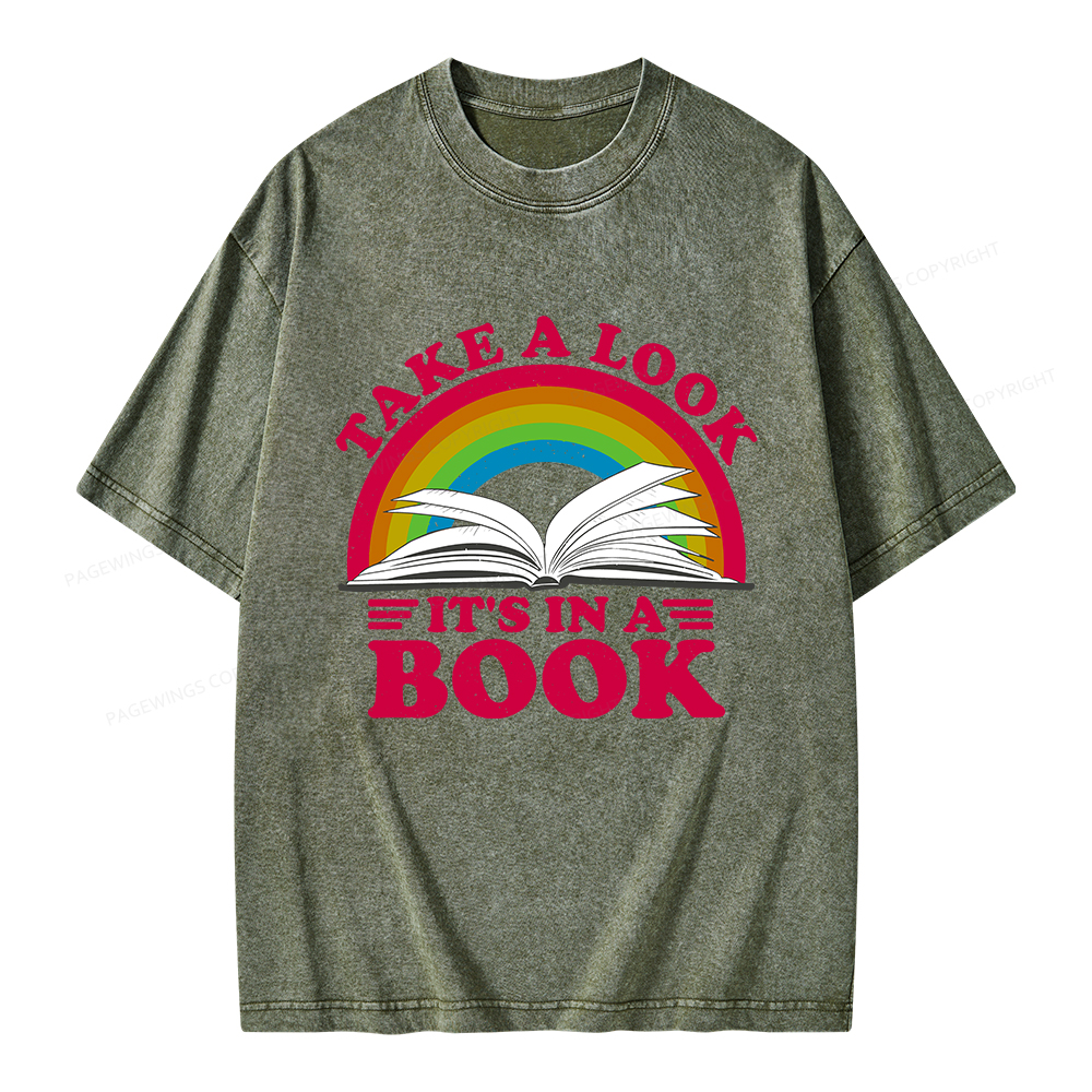 Pagewings Take a Look It's in a Book Unisex Washed T-shirt
