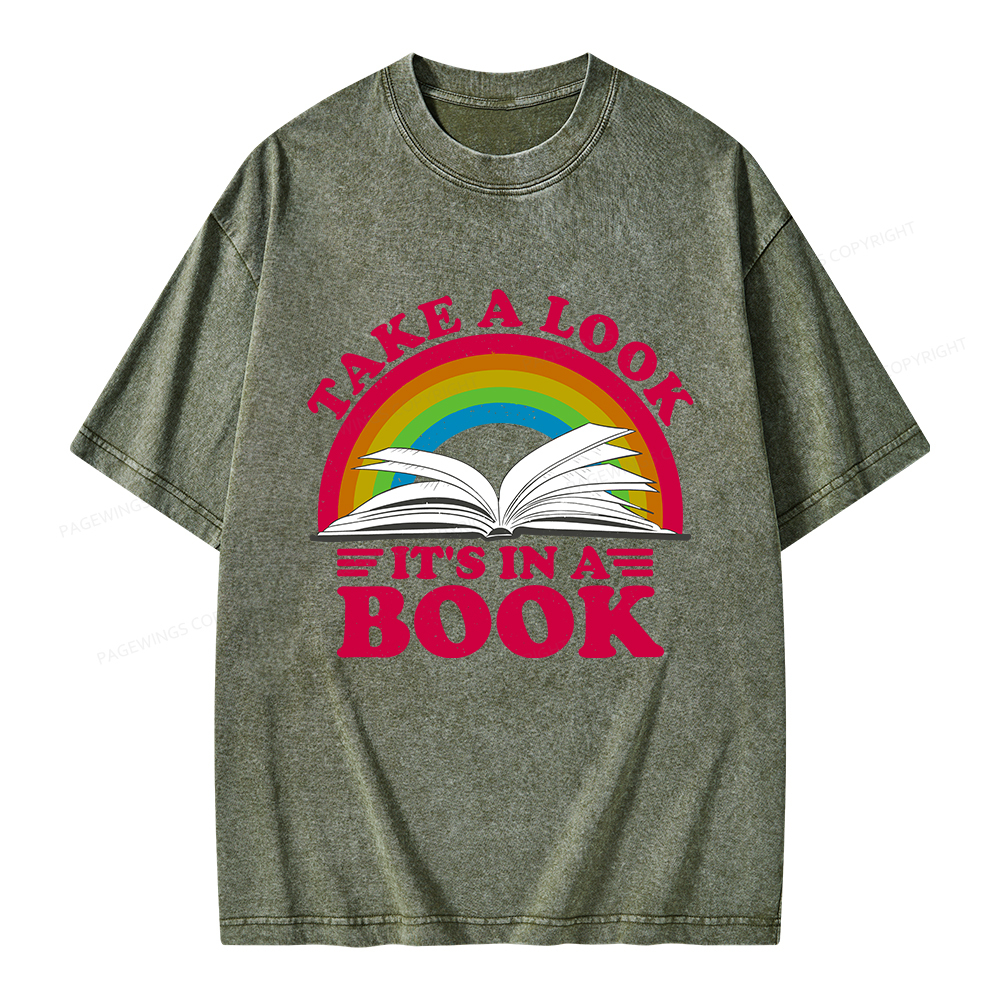 Pagewings Take a Look It's in a Book Unisex Washed T-shirt