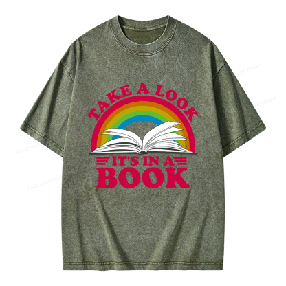 Pagewings Take a Look It's in a Book Unisex Washed T-shirt