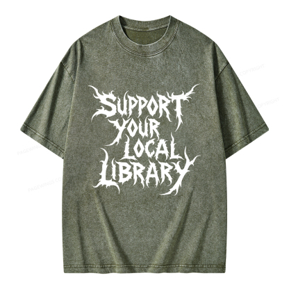 Pagewings Support Your Local Library Unisex Washed T-shirt