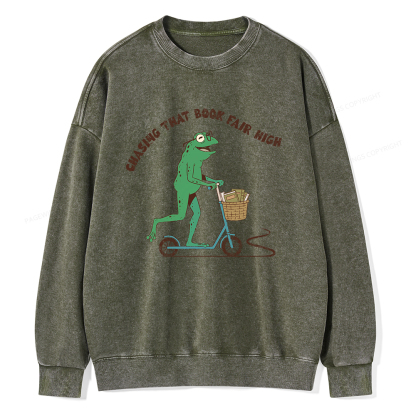 Pagewings Chasing That Book Fair High Unisex Washed Sweatshirt