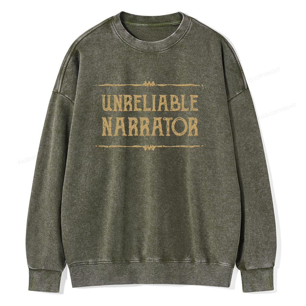 Pagewings Unreliable Narrator Unisex Washed Sweatshirt