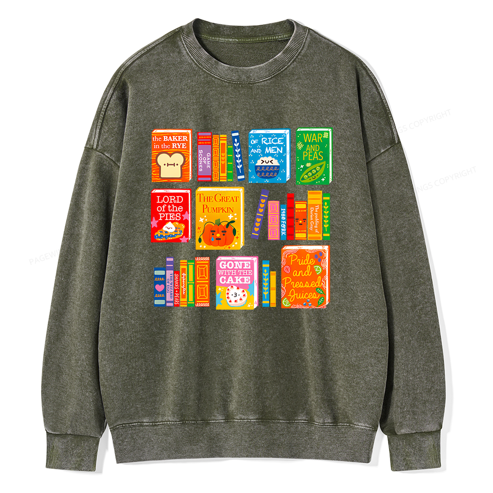 Pagewings Punny Books Unisex Washed Sweatshirt