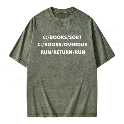 Pagewings Books Sort Books Overdue Unisex Washed T-shirt