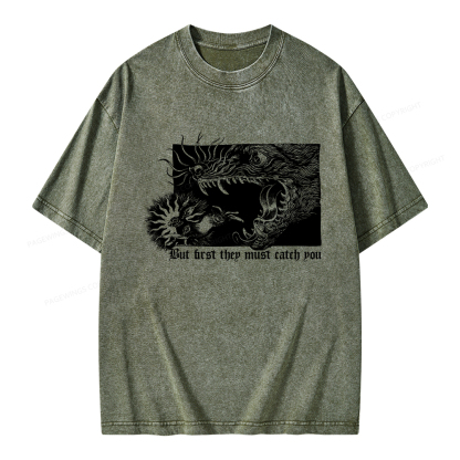 Pagewings But First They Must Catch You Unisex Washed T-shirt