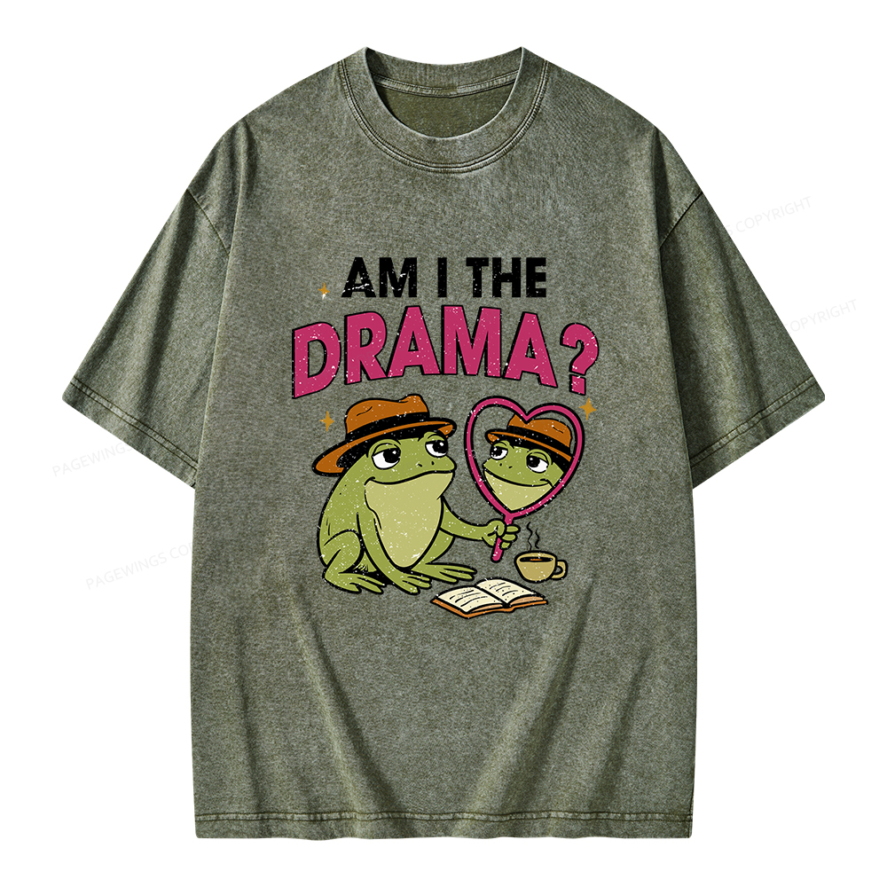 Pagewings Am I The Drama Unisex Washed T-shirt