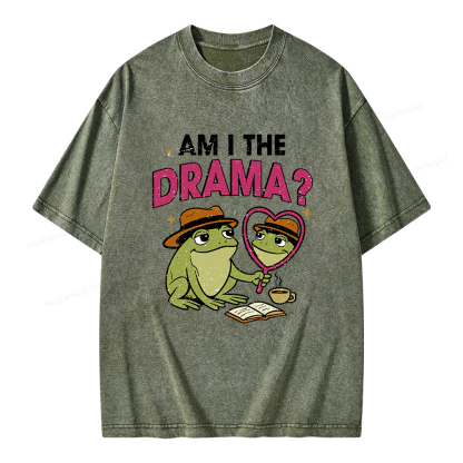 Pagewings Am I The Drama Unisex Washed T-shirt