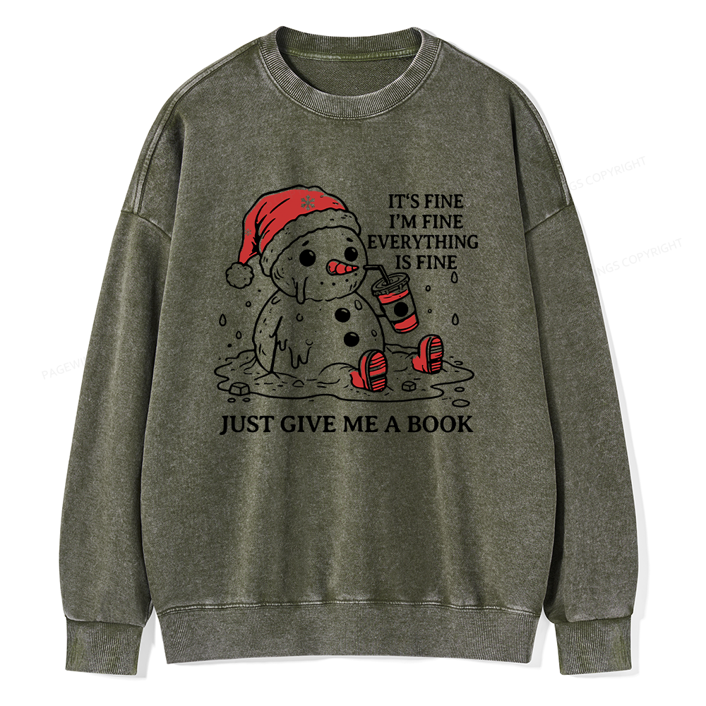 Pagewings Just Give Me A Book Unisex Washed Sweatshirt