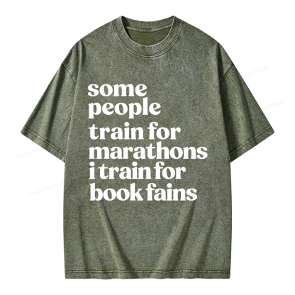Pagewings I Train For Book Fairs Unisex Washed T-shirt