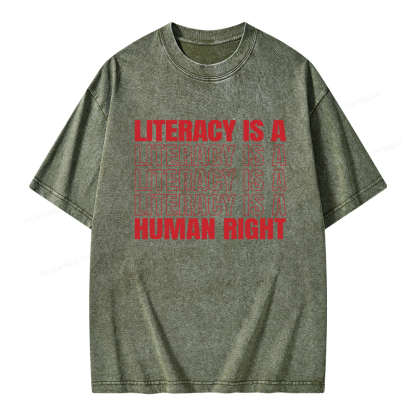 Pagewings Literacy Is A Human Right Unisex Washed T-shirt
