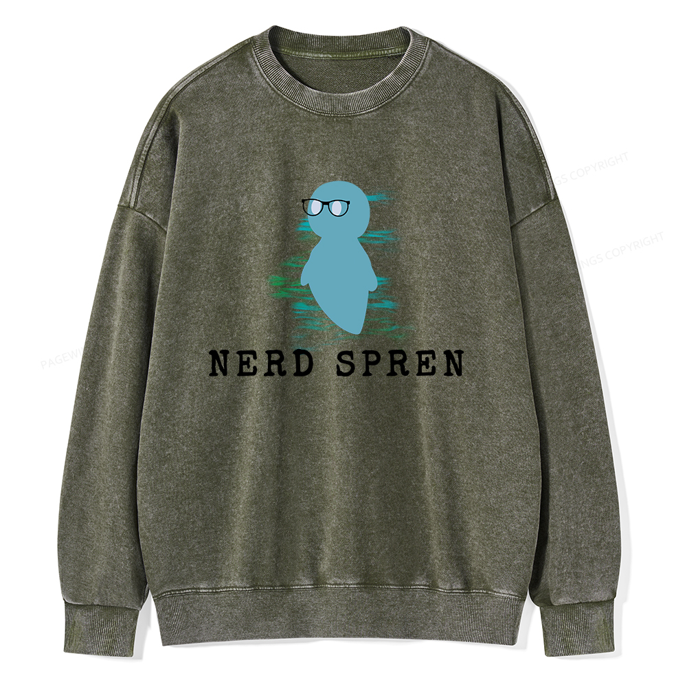 Pagewings Nerd Spren Unisex Washed Sweatshirt