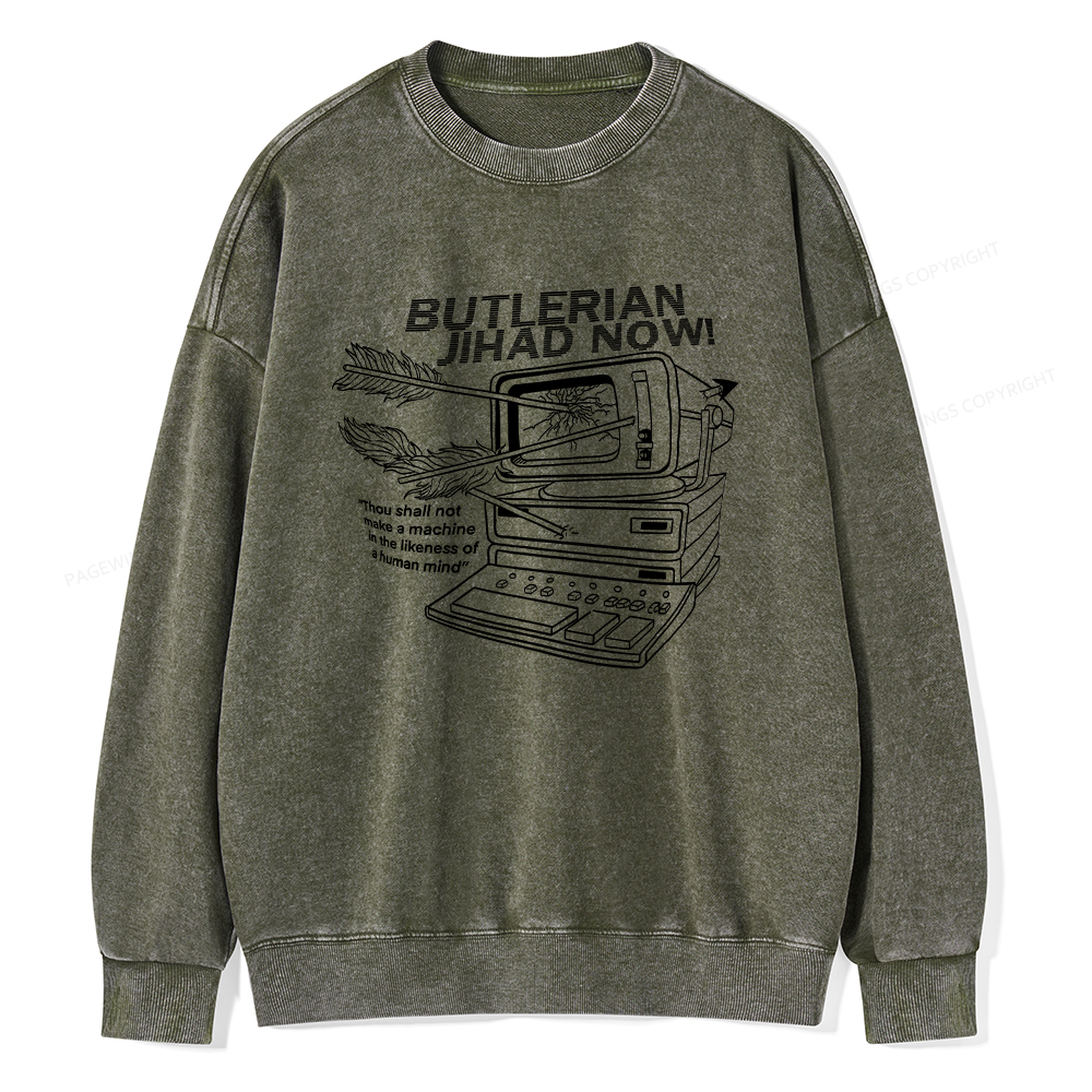 Pagewings Butlerian Jihad Now Unisex Washed Sweatshirt