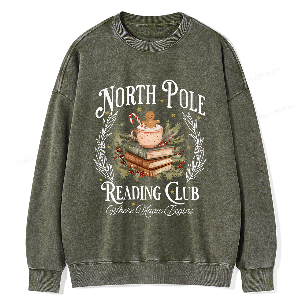 Pagewings  North Pole Book Club Unisex Washed Sweatshirt