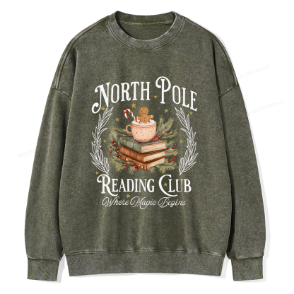 Pagewings  North Pole Book Club Unisex Washed Sweatshirt