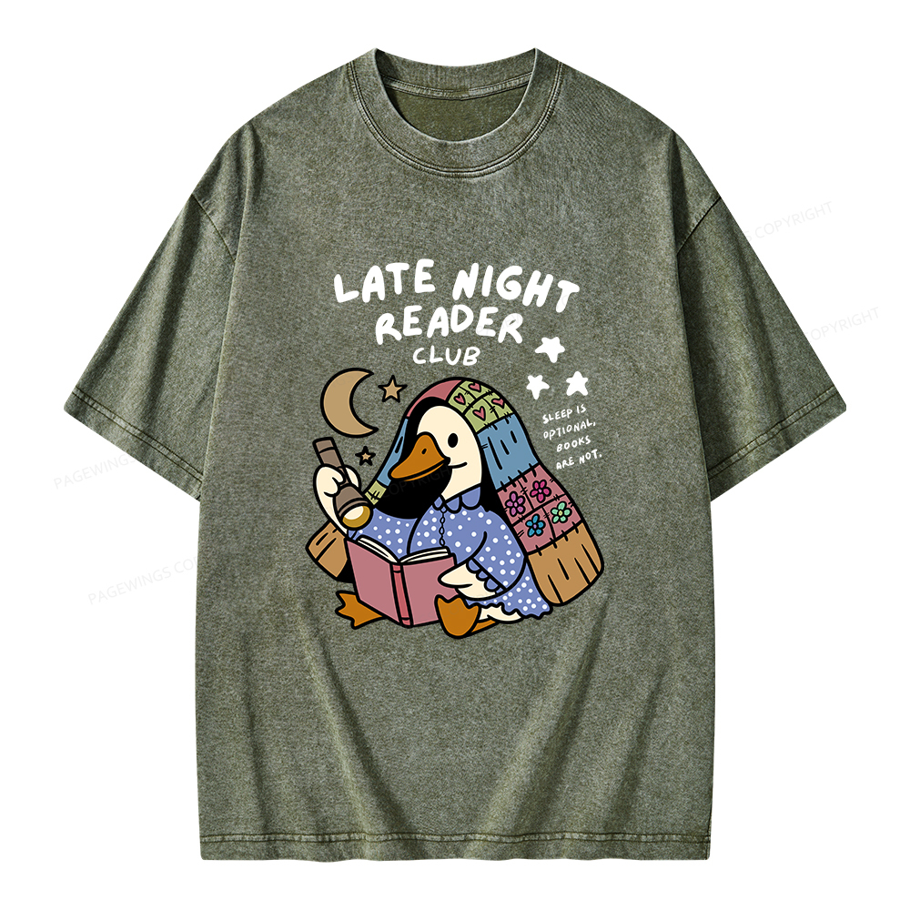 Pagewings Late Night Reader Club Unisex Washed T-shirt