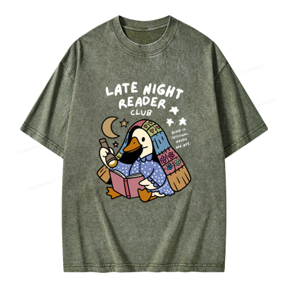 Pagewings Late Night Reader Club Unisex Washed T-shirt