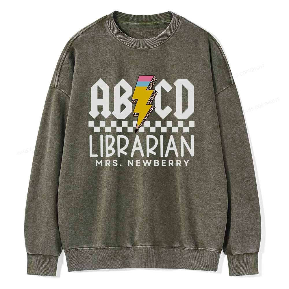 Pagewings Personalized Librarian Shirt TShirts Gift for School Library Sciences Unisex Washed Sweatshirt