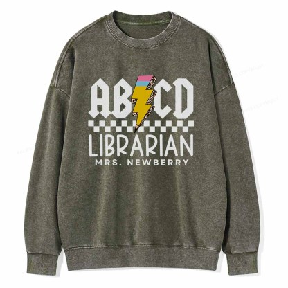 Pagewings Personalized Librarian Shirt TShirts Gift for School Library Sciences Unisex Washed Sweatshirt
