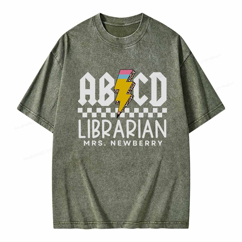 Pagewings Personalized Librarian Shirt TShirts Gift for School Library Sciences Unisex Washed T-shirt