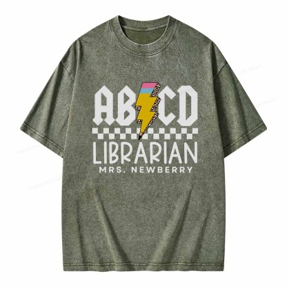 Pagewings Personalized Librarian Shirt TShirts Gift for School Library Sciences Unisex Washed T-shirt