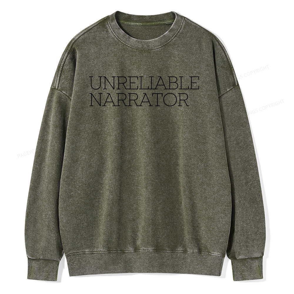 Pagewings Unreliable Narrator Unisex Washed Sweatshirt