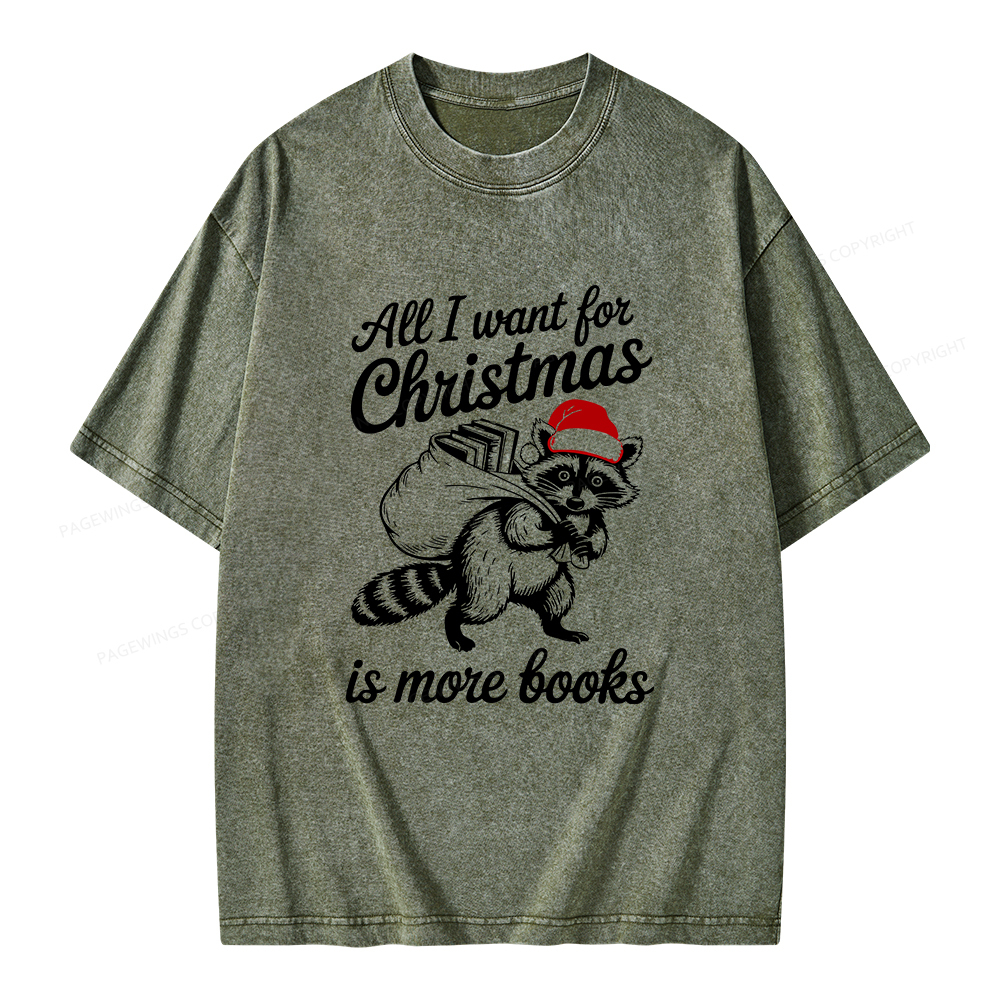 Pagewings Christmas Bookish Unisex Washed T-shirt