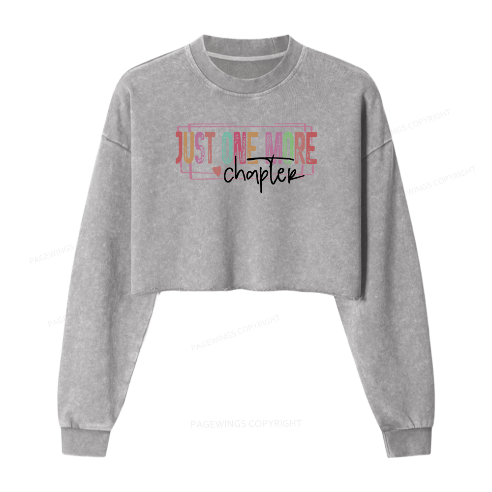 Pagewings Just One More Chapter Women Washed Crop Sweatshirt