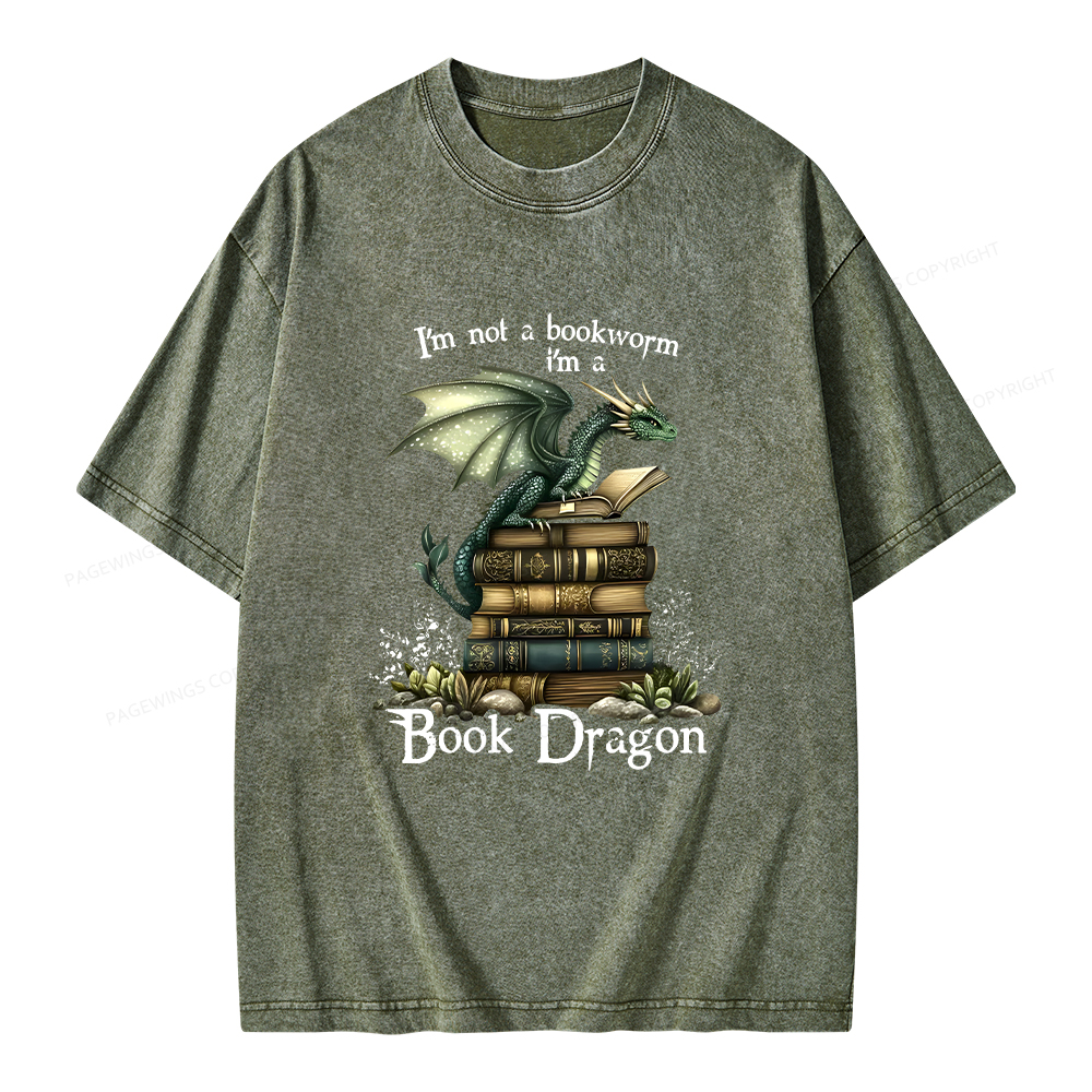 Pagewings Book Dragon Unisex Washed T-shirt