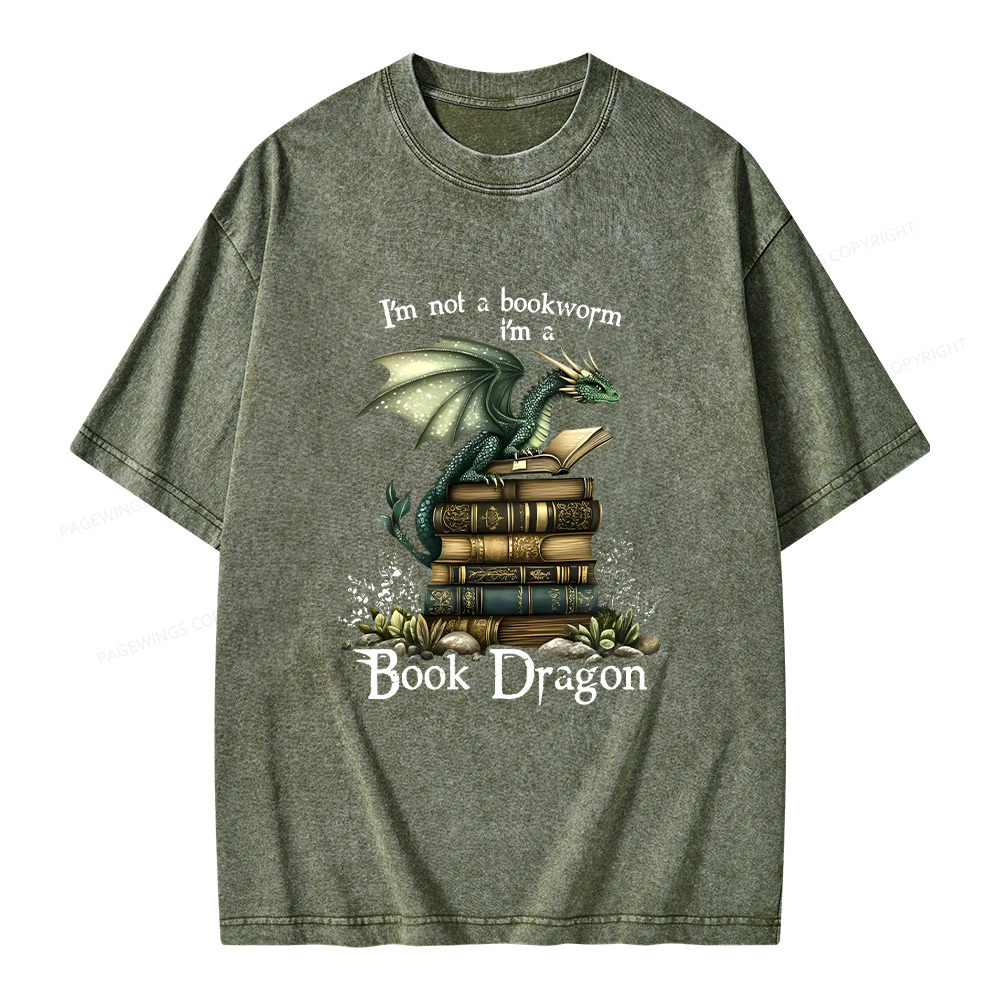 Pagewings Book Dragon Unisex Washed T-shirt