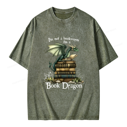 Pagewings Book Dragon Unisex Washed T-shirt