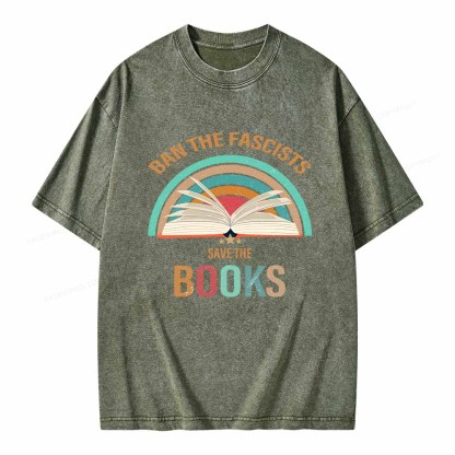 Pagewings Ban The Fascists Save The Books Unisex Washed T-shirt