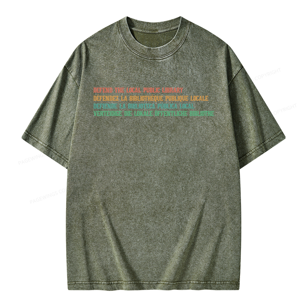 Pagewings Defend the Local Public Library Unisex Washed T-shirt