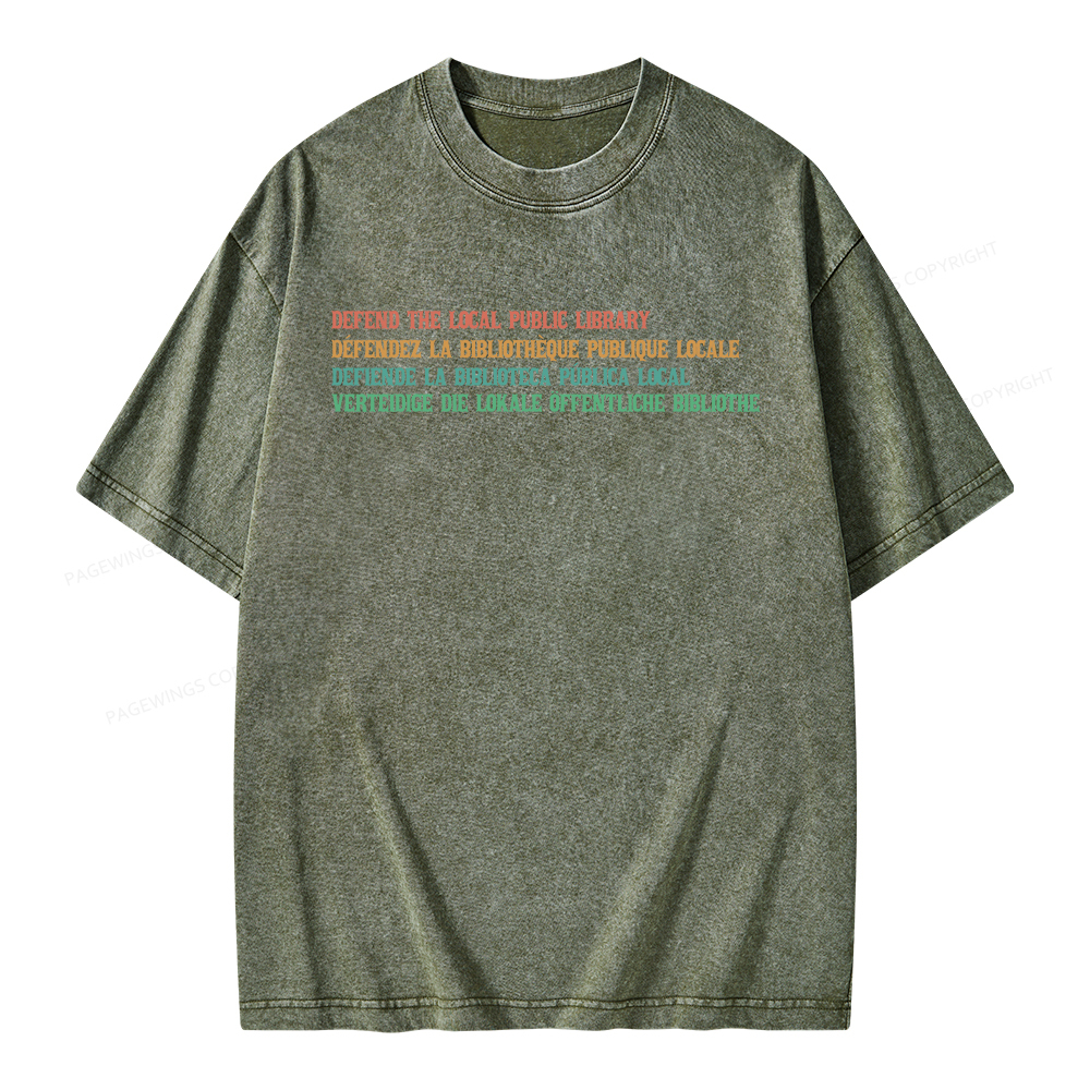Pagewings Defend the Local Public Library Unisex Washed T-shirt