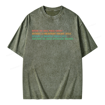 Pagewings Defend the Local Public Library Unisex Washed T-shirt