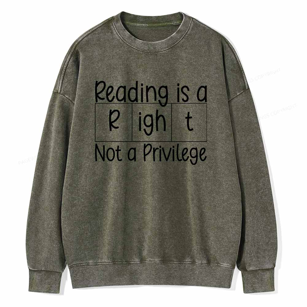Pagewings Reading is a Right Not a Privilege Unisex Washed Sweatshirt