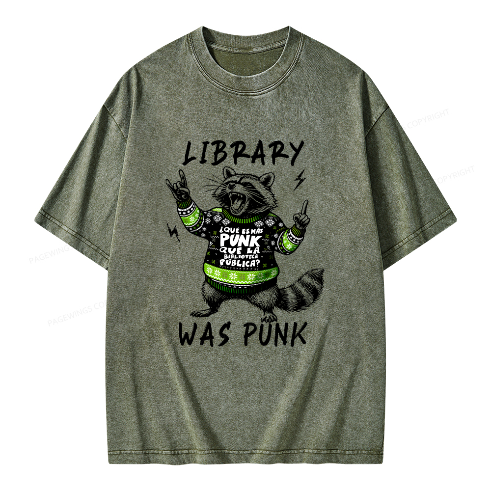 Pagewings Library Was Punk Unisex Washed T-shirt