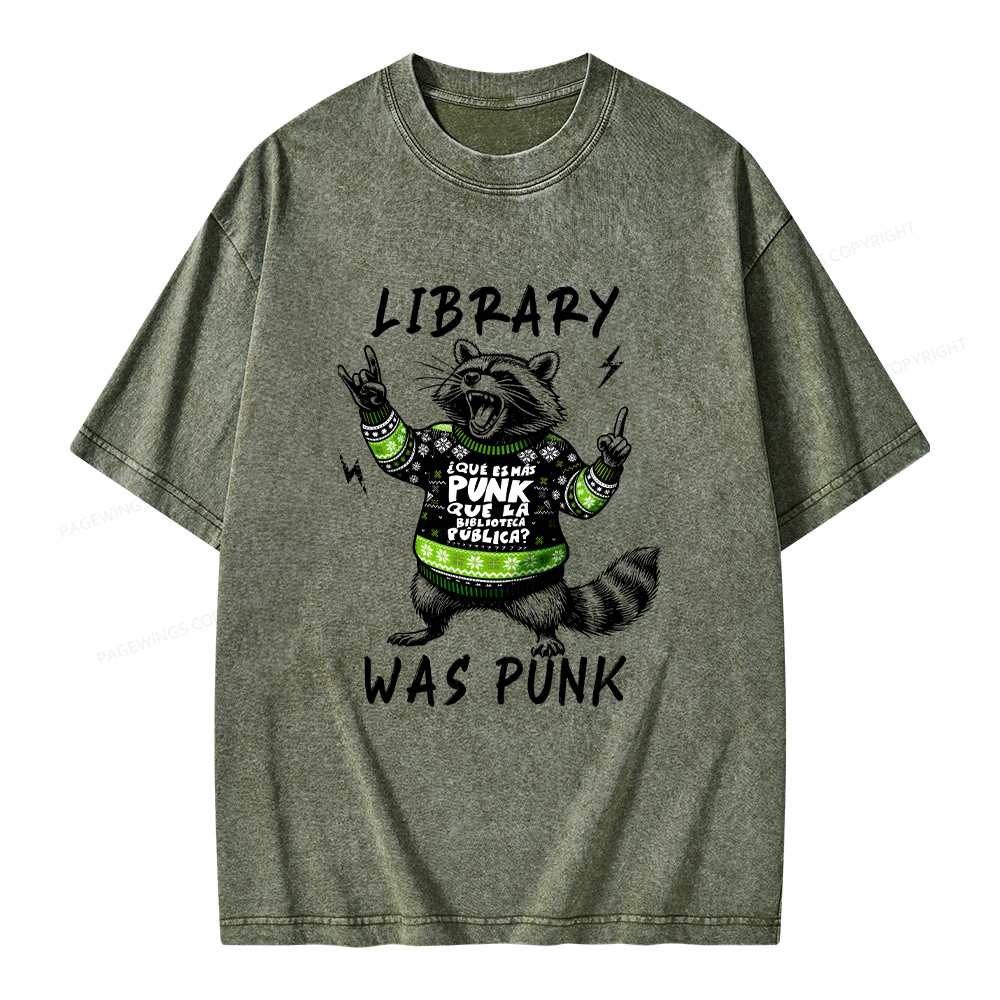 Pagewings Library Was Punk Unisex Washed T-shirt
