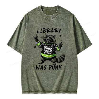Pagewings Library Was Punk Unisex Washed T-shirt