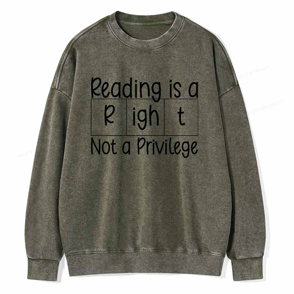 Pagewings Reading is a Right Not a Privilege Unisex Washed Sweatshirt