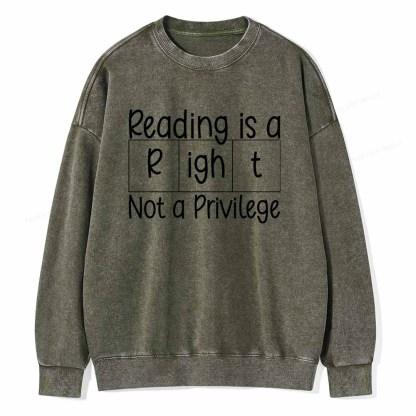 Pagewings Reading is a Right Not a Privilege Unisex Washed Sweatshirt