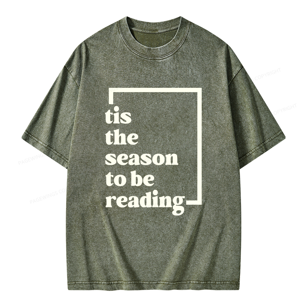 Pagewings Tis the season to be Reading Unisex Washed T-shirt
