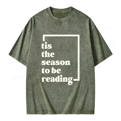 Pagewings Tis the season to be Reading Unisex Washed T-shirt